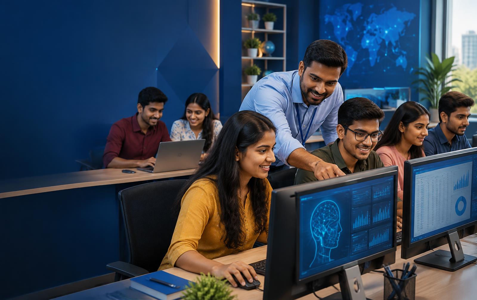 NRK Computer Academy में practical computer training लेते विद्यार्थी